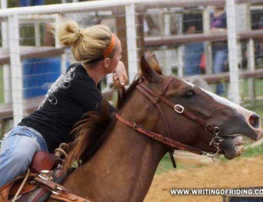 Barrel racers often pulling violently on the reins excuse their behavior by saying the horse is so excited to run barrels they can't hold him back... maybe their horse is trying to run away from their abusive hands.