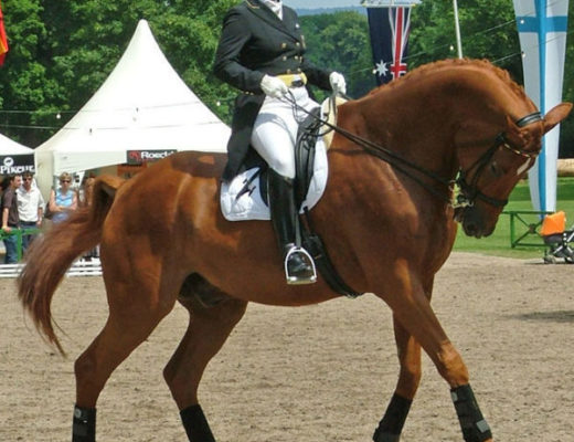 Isabell Werth riding in hyperflexion.